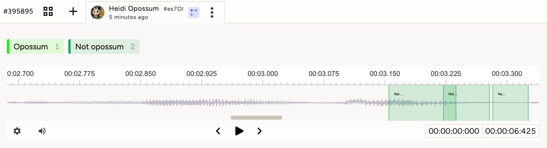 Screenshot of audio scroll